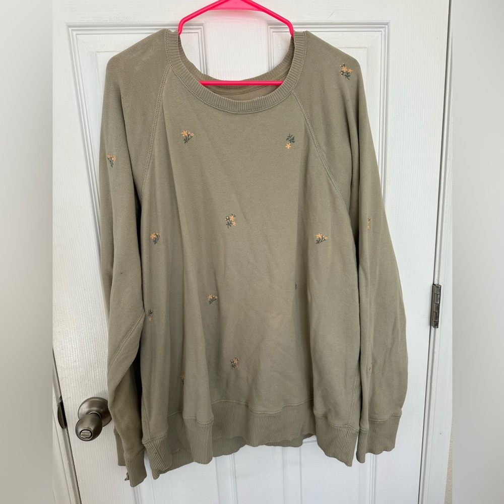 Green Floral Aerie Pullover